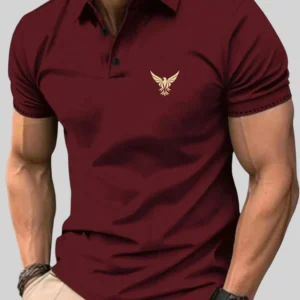 Men Solid Polo Neck Cotton Blend Maroon T-Shirt