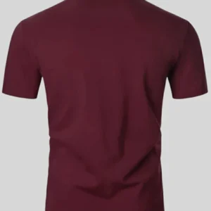 Alternative view of Men Solid Polo Neck Cotton Blend Maroon T-Shirt